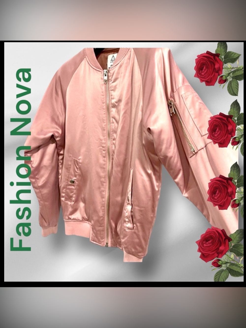ITS A FASHION NOVA BOMBER JACKET Size:S in Baby Pink Has zippers & Pockets NWOT
